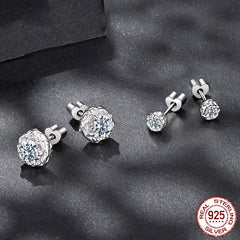 D-Color Moissanite Ear Studs - Premium Rock Candy Texture