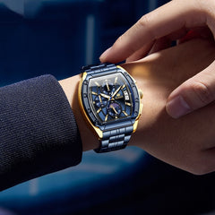Steel Tonneau Quartz Watch for Men
