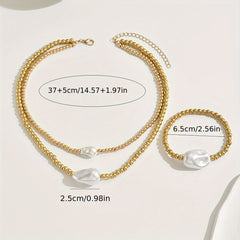 Gold Layered Jewelry Set - Necklace & Bracelet Duo