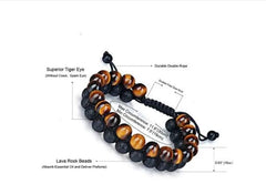 Tiger's Eye & Lava Stone Bracelet for Men