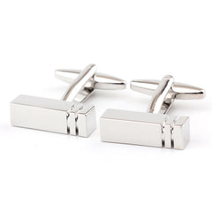 Rectangular Glossy Metal Cufflinks for Men