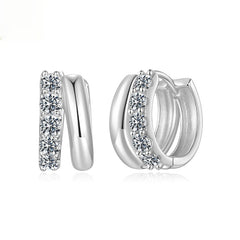 Silver Double Layer Moissanite Earrings - D-Color Ear Clips