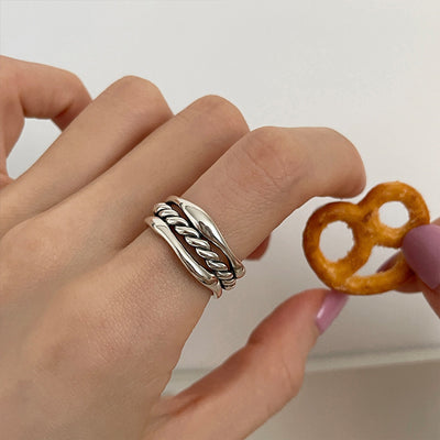 Braided Cable Three-Layer Stacked Ring