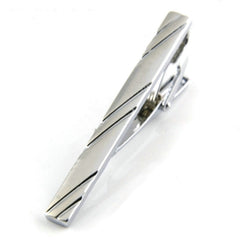 Silver Diagonal Stripe Cufflinks for Men