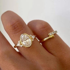 Retro Geometric Oval Ring - Adjustable Statement Ring
