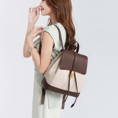 Fashionable Drawstring Cowhide Backpack For Women