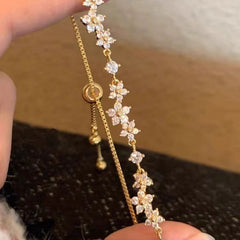 Flashing Mini Flower Zircon Pull-String Bracelet