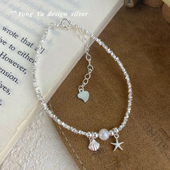 Silver Star Shell Bracelet - Coastal Charm Jewelry