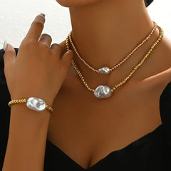 Gold Layered Jewelry Set - Necklace & Bracelet Duo