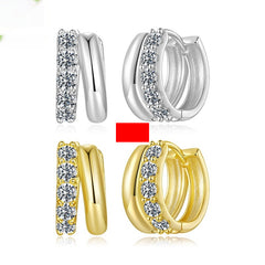 Silver Double Layer Moissanite Earrings - D-Color Ear Clips