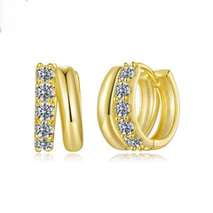 Silver Double Layer Moissanite Earrings - D-Color Ear Clips