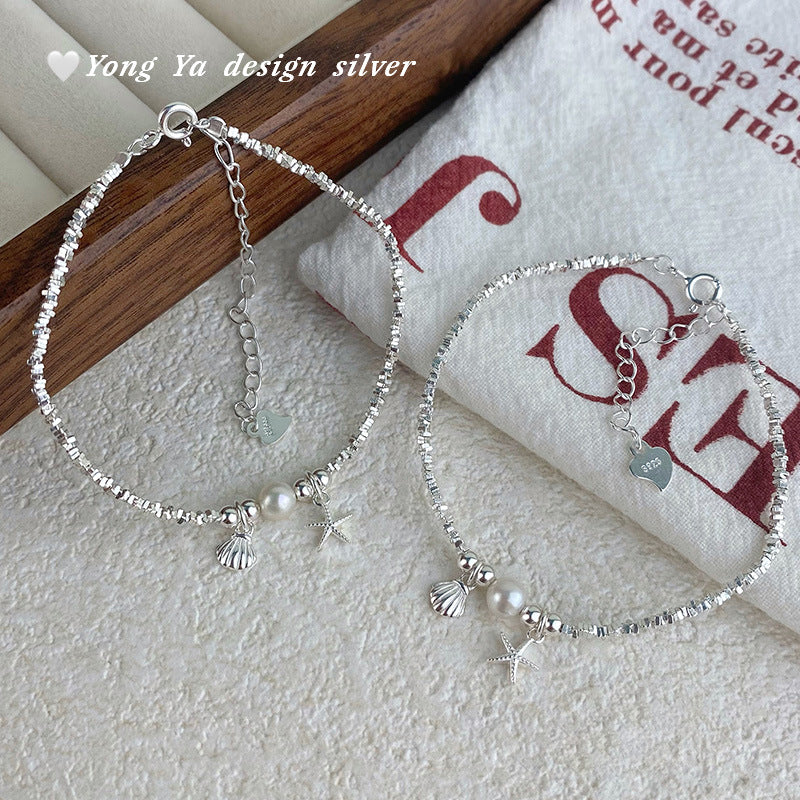 Silver Star Shell Bracelet - Coastal Charm Jewelry