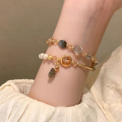 Jade Pearl Crystal Bracelet - Double Circle Gemstone Jewelry