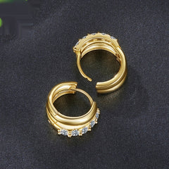 Silver Double Layer Moissanite Earrings - D-Color Ear Clips
