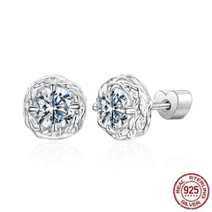 D-Color Moissanite Ear Studs - Premium Rock Candy Texture