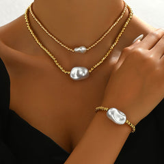 Gold Layered Jewelry Set - Necklace & Bracelet Duo