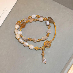 Jade Pearl Crystal Bracelet - Double Circle Gemstone Jewelry