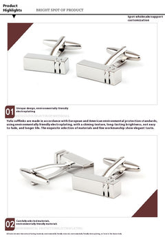 Rectangular Glossy Metal Cufflinks for Men