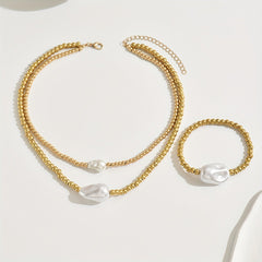 Gold Layered Jewelry Set - Necklace & Bracelet Duo