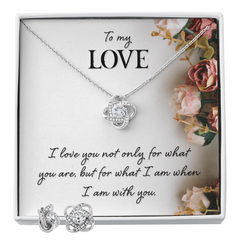 Say I love you with this beautiful Love Knot Necklace and Earrings Set