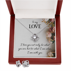 Say I love you with this beautiful Love Knot Necklace and Earrings Set