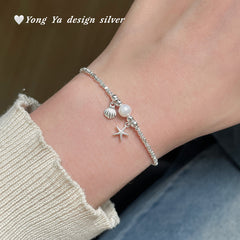 Silver Star Shell Bracelet - Coastal Charm Jewelry