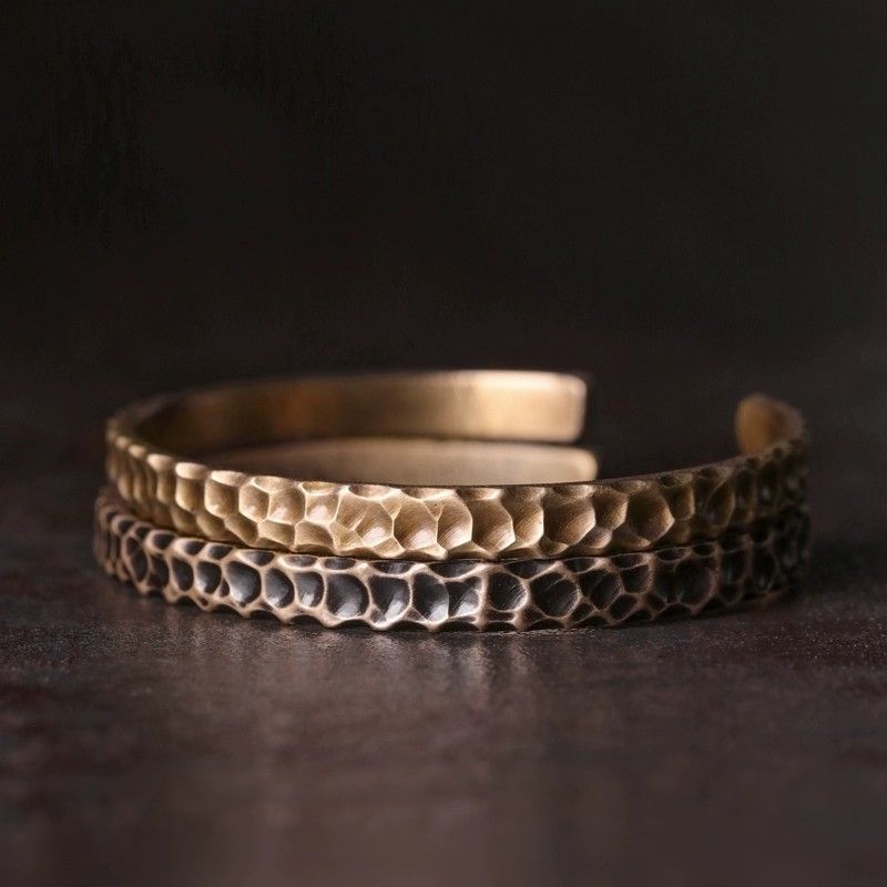 Hammered Vintage Bracelet - Artisan Metal Cuff