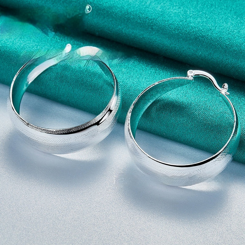 Classic Round Concave Silver Earrings
