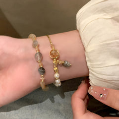 Jade Pearl Crystal Bracelet - Double Circle Gemstone Jewelry